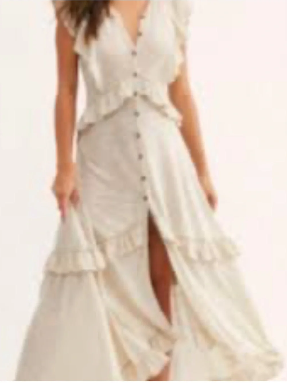 Free People Amelia Cream Ruffled Button-Front Maxi Dress• Small - Picture 2 of 8